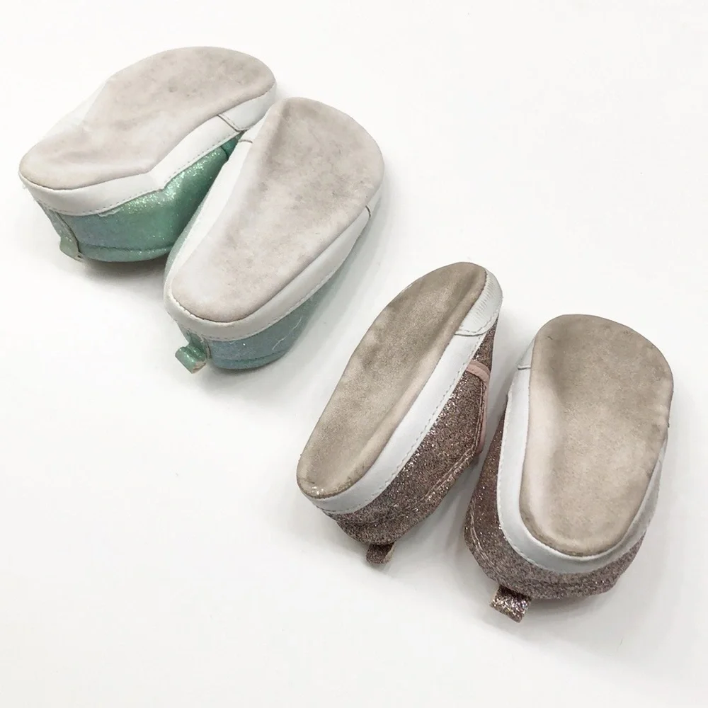 Carter's pink glitter & mint glitter baby shoes